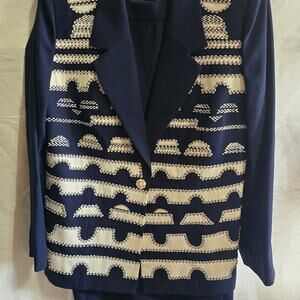 Vintage Moshita Fashion Wide Shoulder Pads Ornate Suit Set Size 12